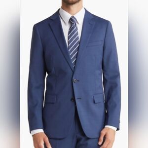 Original Penguin Navy Blazer/Suit Coat Mens 40L Slim Fit With Stretch